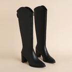 Minerva - Women's Tall Leather Boots with Side Zipper