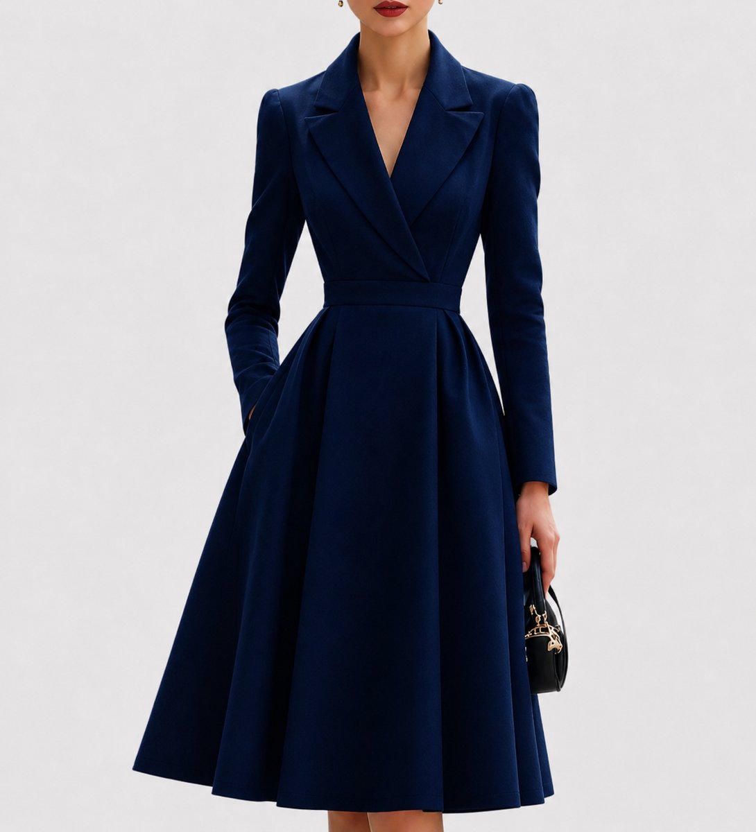 Minerva - Women's Wrap Blazer A-Line Midi Dress