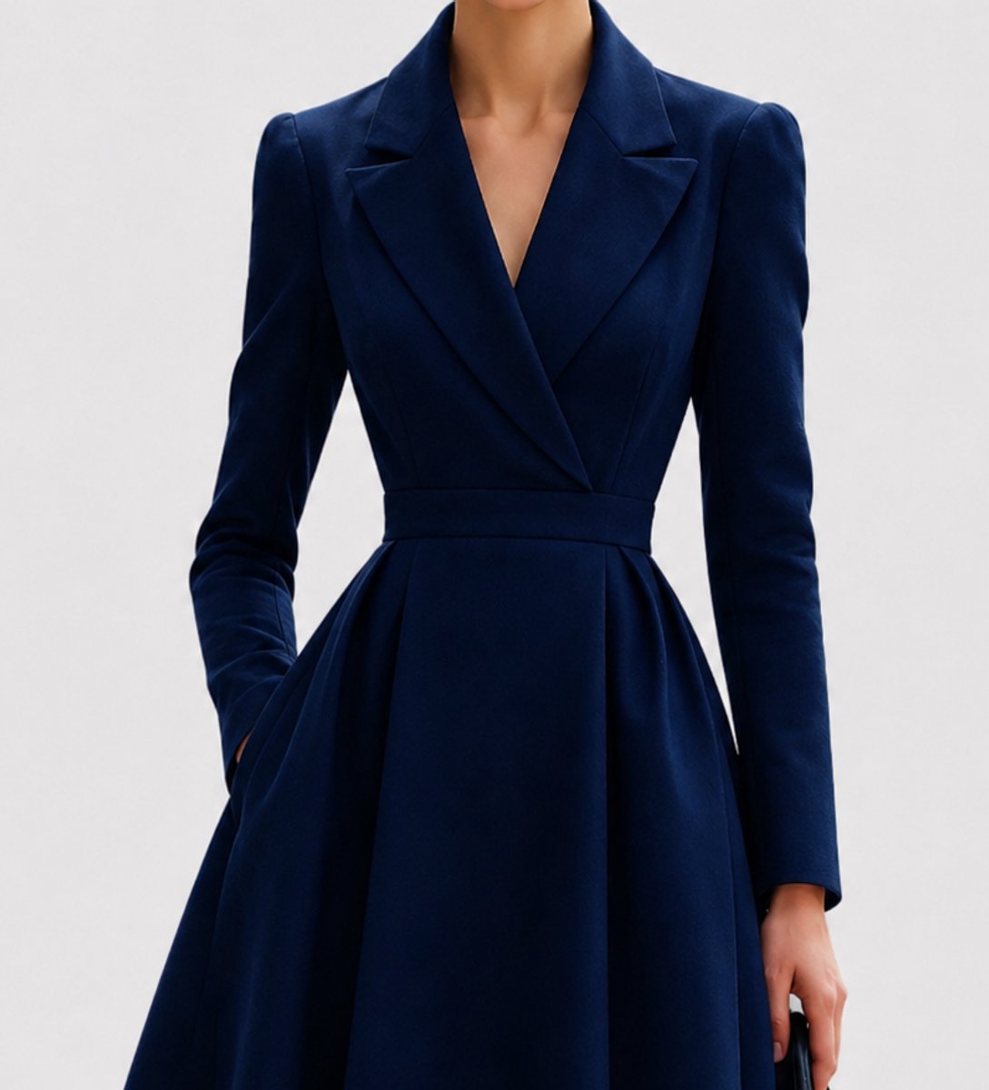 Minerva - Women's Wrap Blazer A-Line Midi Dress