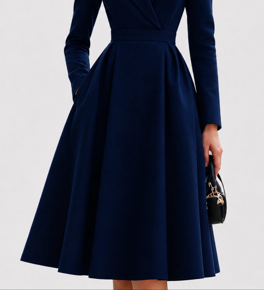 Minerva - Women's Wrap Blazer A-Line Midi Dress