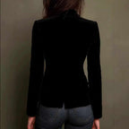 Mireille - Women's Embroidered Velvet Blazer with Floral Detail