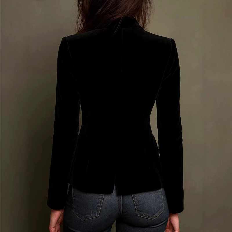 Mireille - Women's Embroidered Velvet Blazer with Floral Detail