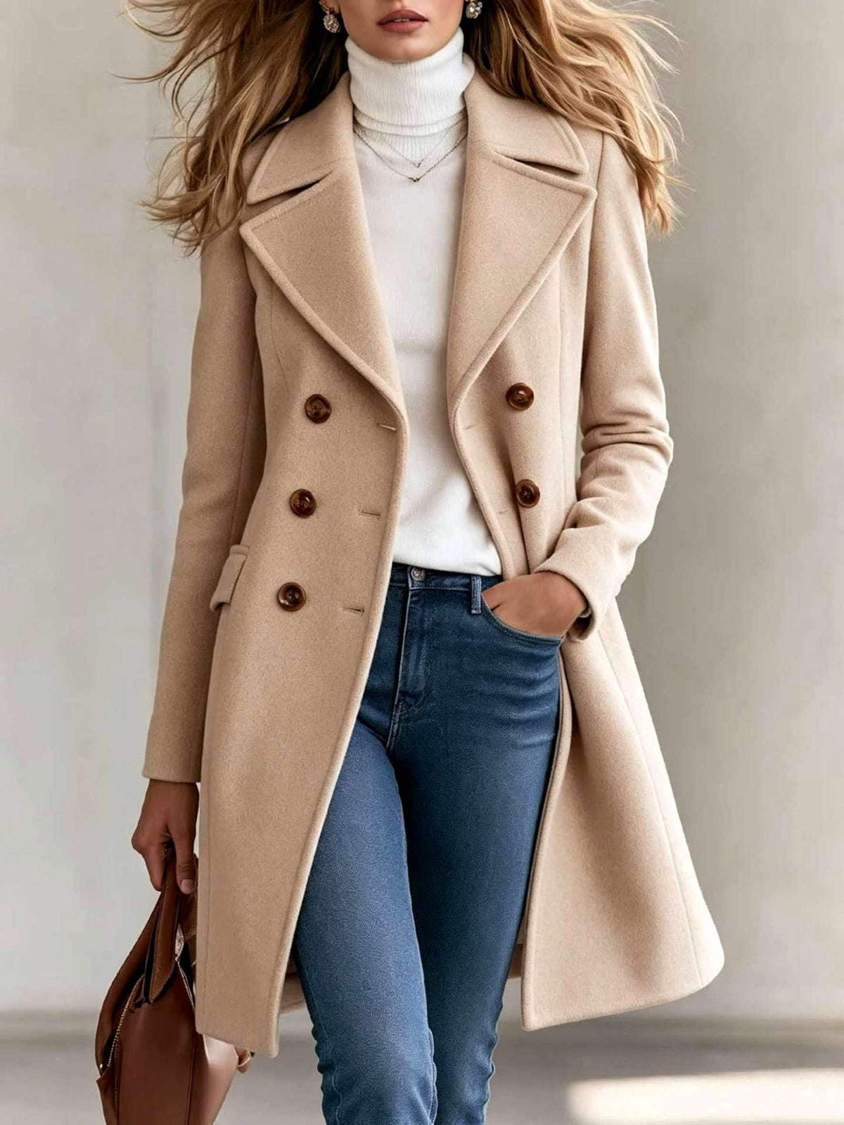 Myla - Women’s Tailored Longline Coat with Button Front 4