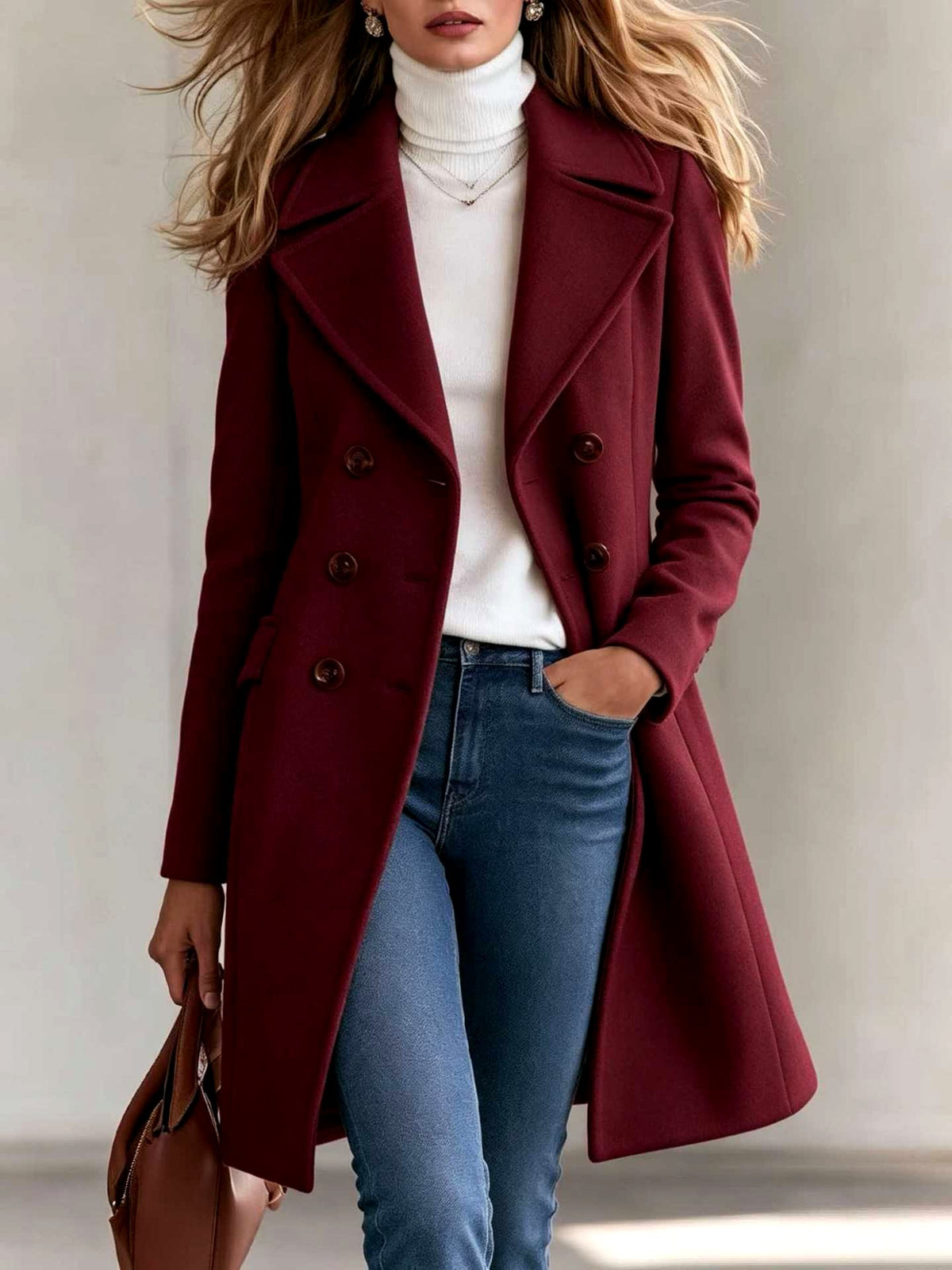 Myla - Women’s Tailored Longline Coat with Button Front 6
