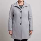 Nalani - Women's Button-Front Wool Coat with Notch Collar