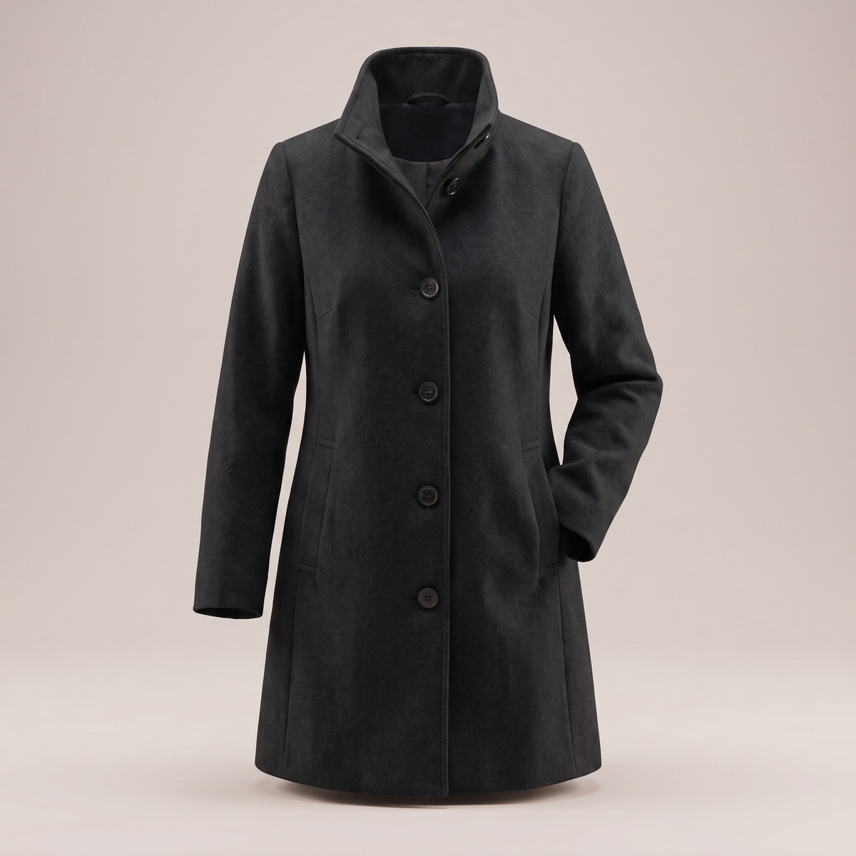 Nalani - Women's Button-Front Wool Coat with Notch Collar