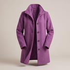 Nalani - Women's Button-Front Wool Coat with Notch Collar
