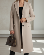 Nancy - Women's Double-Breasted Notch Lapel Long Coat