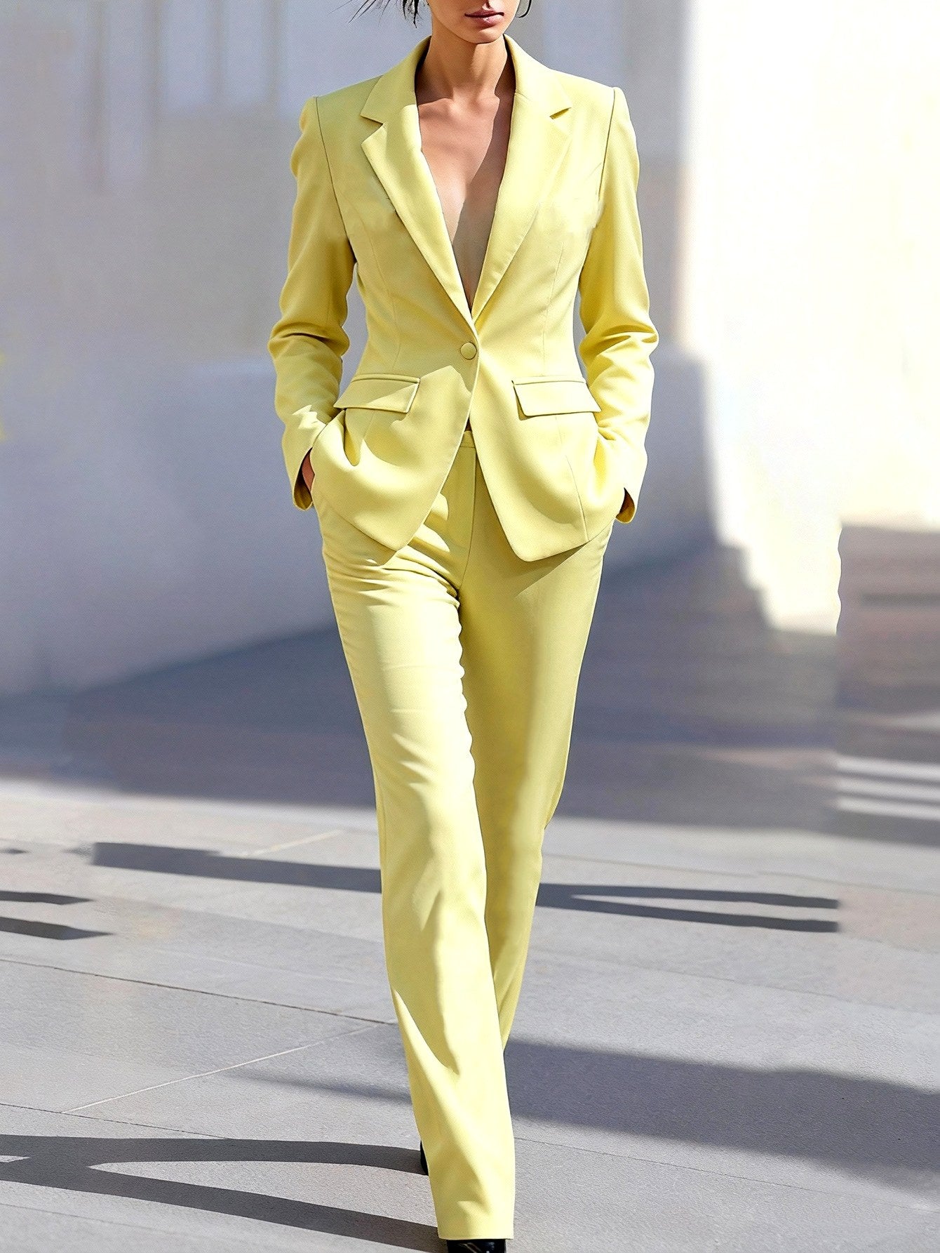 Nancy - Women's Tailored Notched Lapel Blazer and Pants Set 1