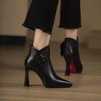 Natalie - Women's Buckle-Detail Pointed-Toe Ankle Boots