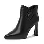 Natalie - Women's Buckle-Detail Pointed-Toe Ankle Boots