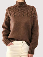 Natasha - Women's Cable-Knit Turtleneck Sweater