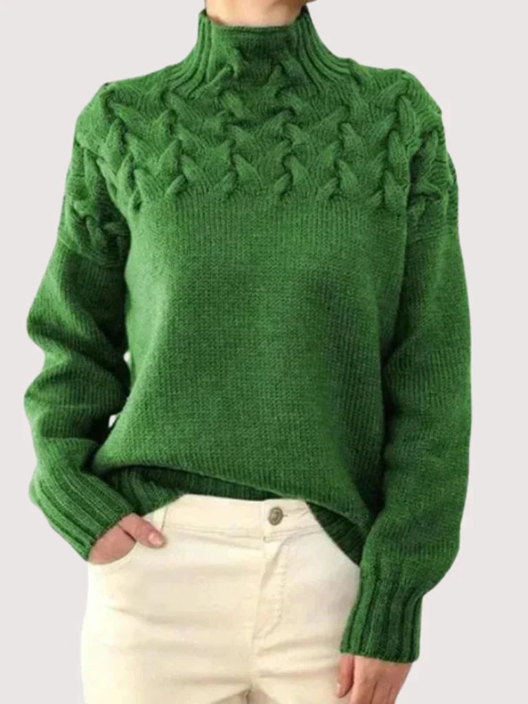 Natasha - Women's Cable-Knit Turtleneck Sweater