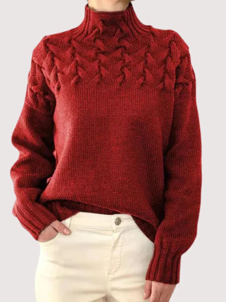 Natasha - Women's Cable-Knit Turtleneck Sweater