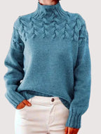 Natasha - Women's Cable-Knit Turtleneck Sweater