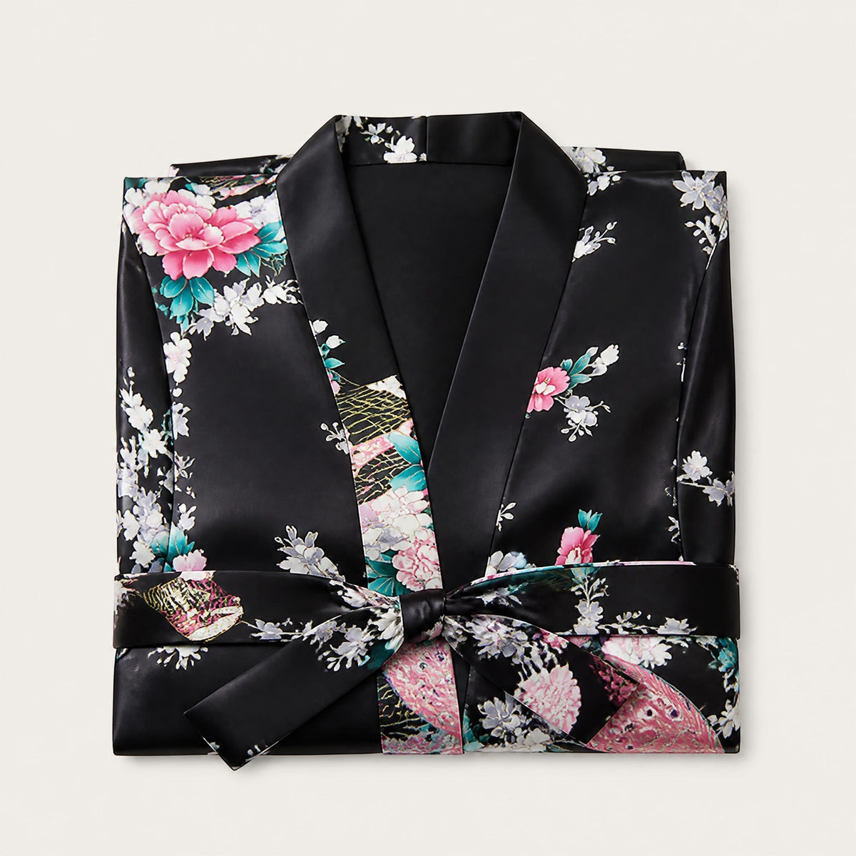 Natasha - Women's Satin Kimono Robe with Tie Belt