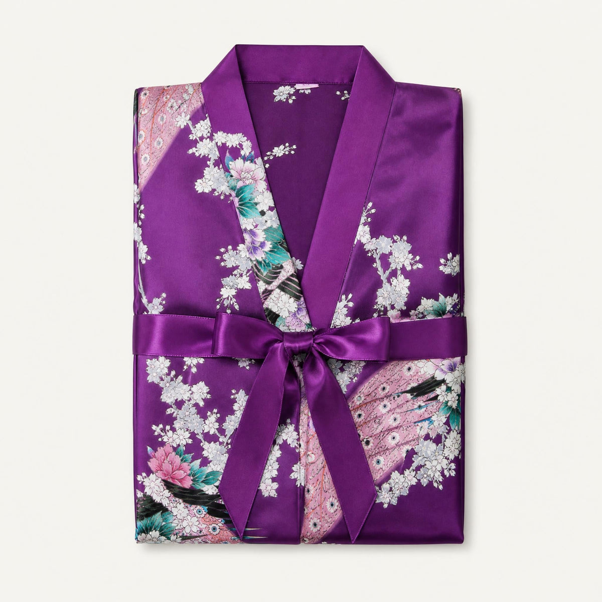 Natasha - Women's Satin Kimono Robe with Tie Belt