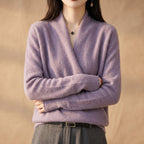 Natasha - Women's Wrap V-Neck Merino Wool Sweater
