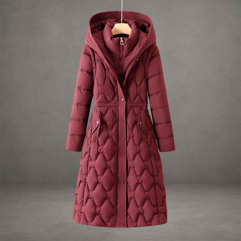 Nica - Women's Geometric Quilted Longline Puffer Coat