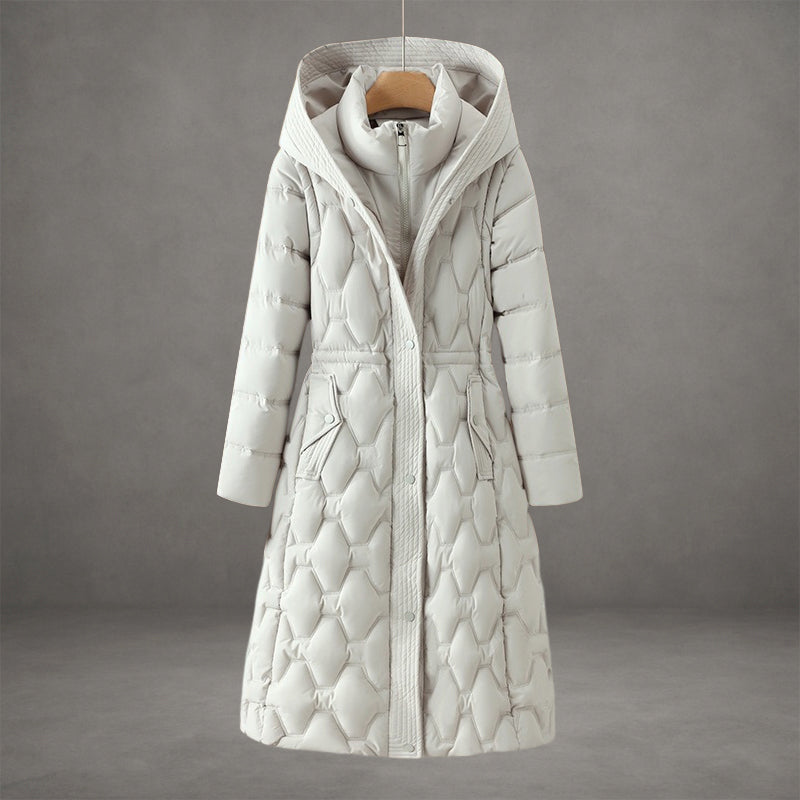 Nica - Women's Geometric Quilted Longline Puffer Coat