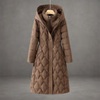 Nica - Women's Geometric Quilted Longline Puffer Coat