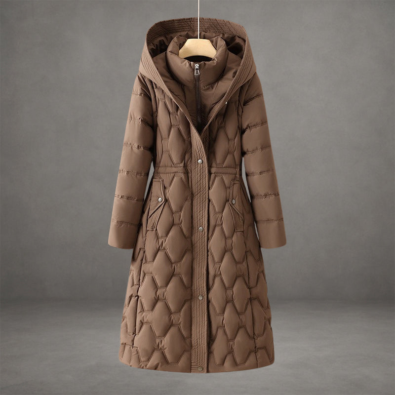 Nica - Women's Geometric Quilted Longline Puffer Coat