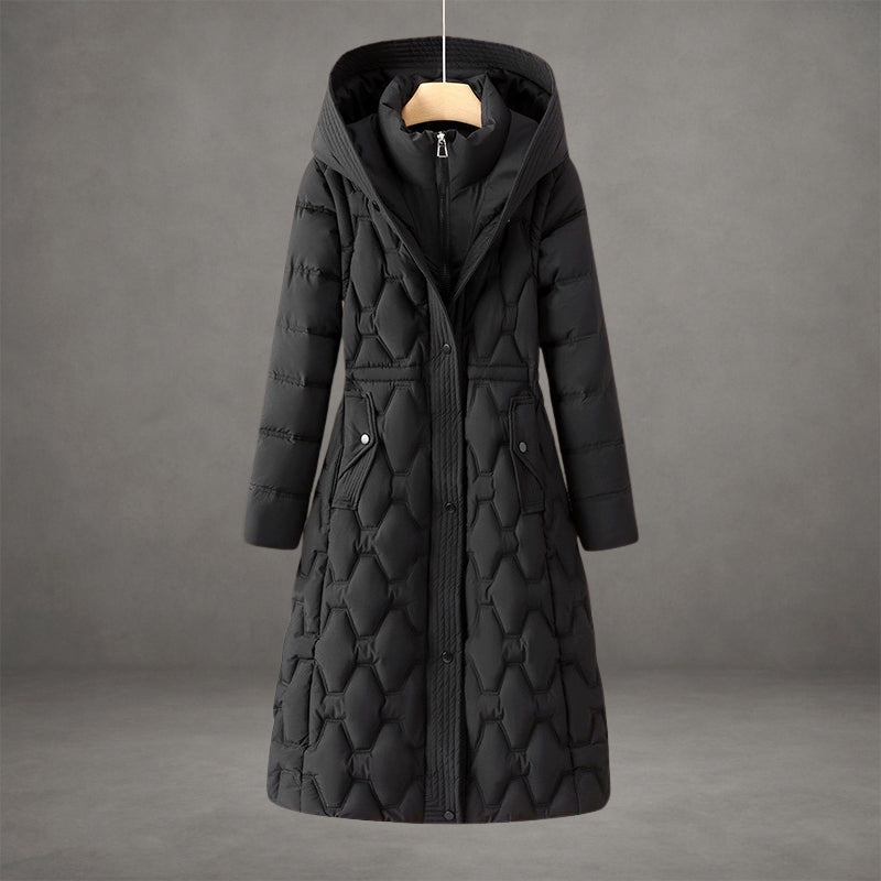 Nica - Women's Geometric Quilted Longline Puffer Coat