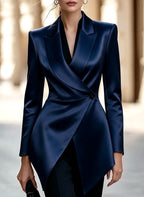 Nikki - Women's Satin Asymmetrical Wrap Front Blazer 4