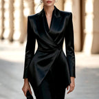 Nikki - Women's Satin Asymmetrical Wrap Front Blazer 5