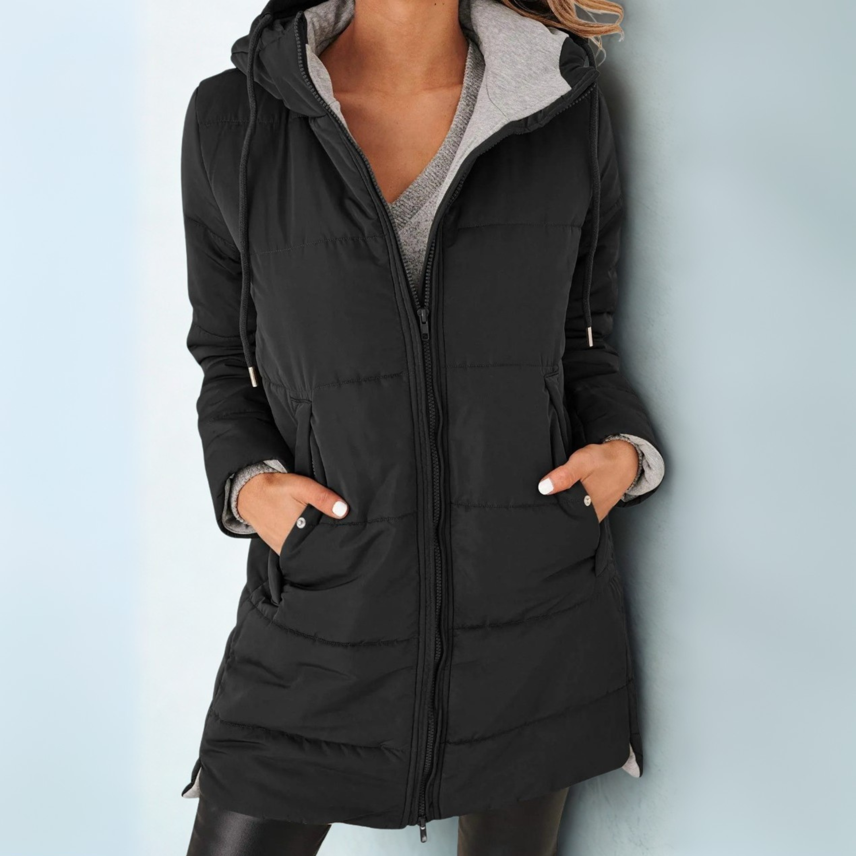 Noelle - Women's Quilted Puffer Jacket with Drawstring Hood