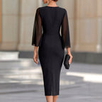 Octavia - Women's Split Sleeve Slim Fit Midi Dress 2