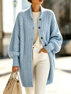 Opal - Women’s Chunky Knit Cardigan with Stand Collar 3
