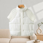 Paige - Women's Padded Vest with Cable-Knit Sleeves 2