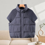 Paige - Women's Padded Vest with Cable-Knit Sleeves 3