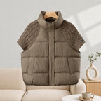 Paige - Women's Padded Vest with Cable-Knit Sleeves 4