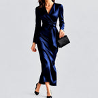 Patricia - Women's Long Sleeve Wrap Front Evening Dress 4