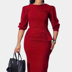 Petra - Women's Sculpted Peplum Dress with Panelled Bodice
