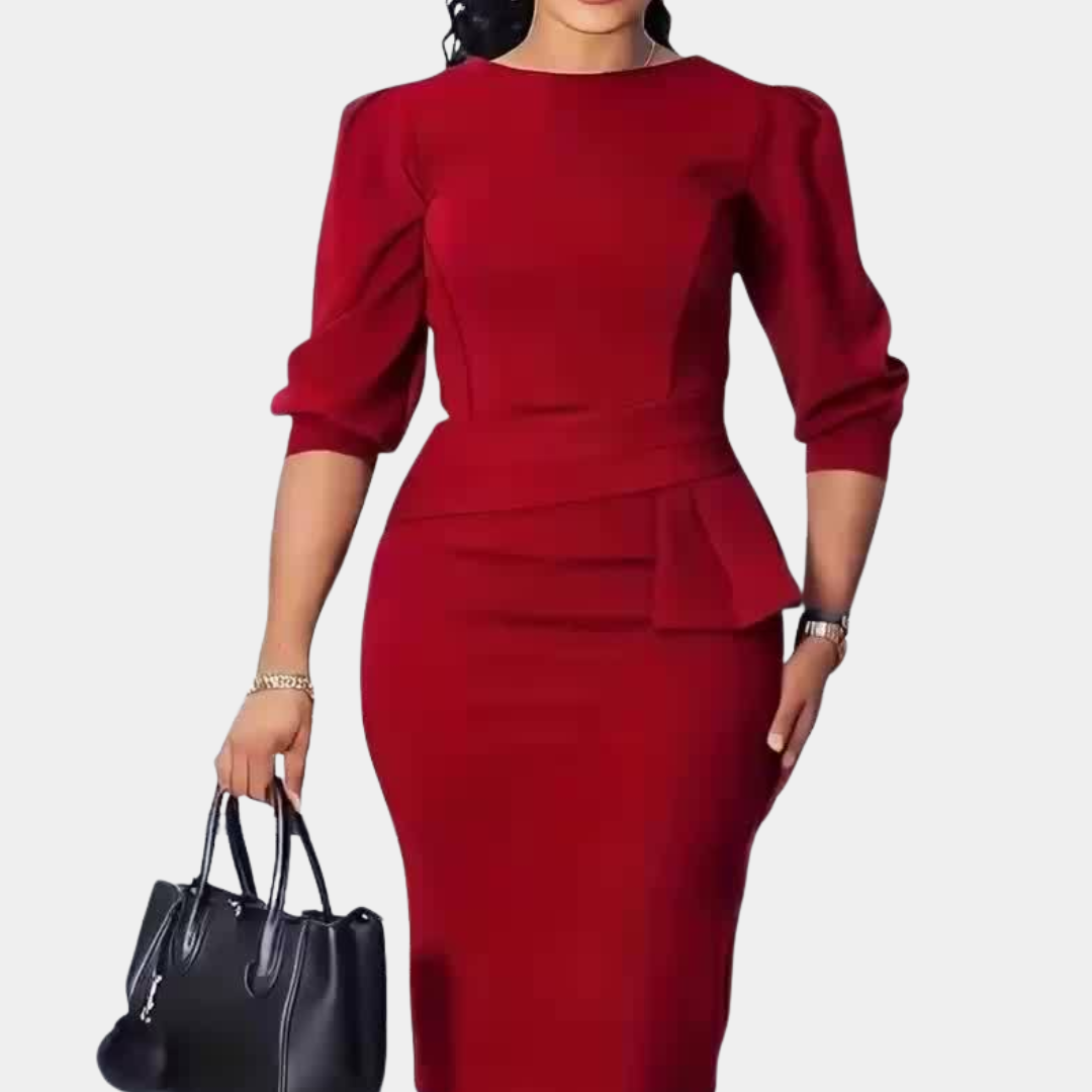 Petra - Women's Sculpted Peplum Dress with Panelled Bodice