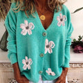 Phoebe - Women's Button-Front Cardigan with Floral Embroidery