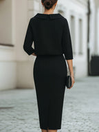 Portia - Women's Boat-Neck Cropped Top and Midi Skirt Set