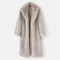 Portia - Women's Longline Faux-Fur Coat with Notch Collar