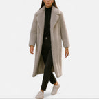 Portia - Women's Longline Faux-Fur Coat with Notch Collar