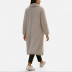Portia - Women's Longline Faux-Fur Coat with Notch Collar