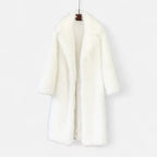 Portia - Women's Longline Faux-Fur Coat with Notch Collar