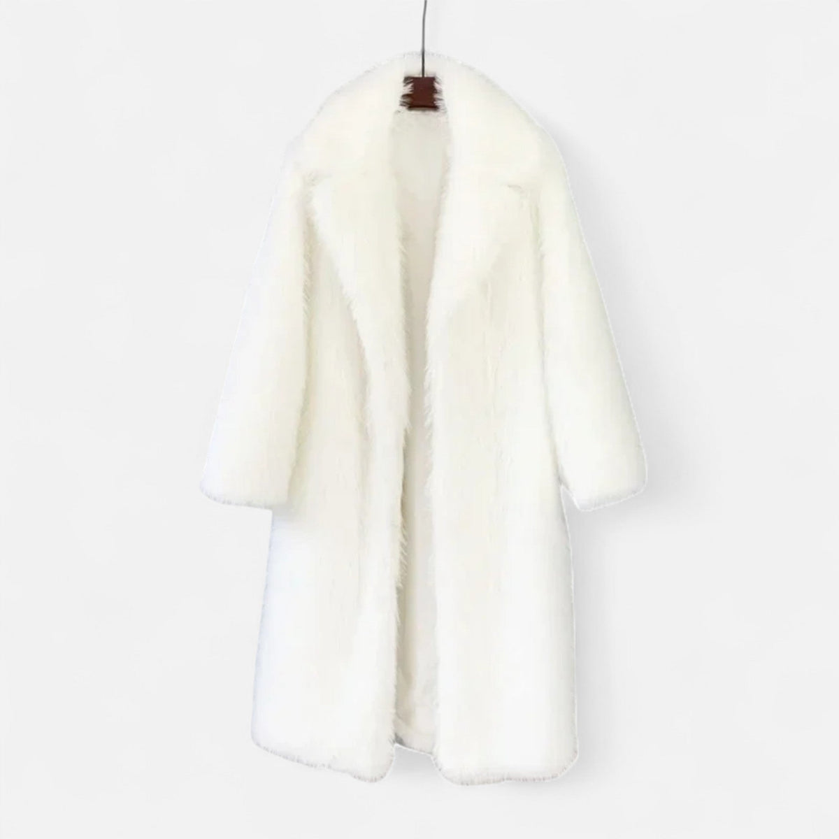 Portia - Women's Longline Faux-Fur Coat with Notch Collar