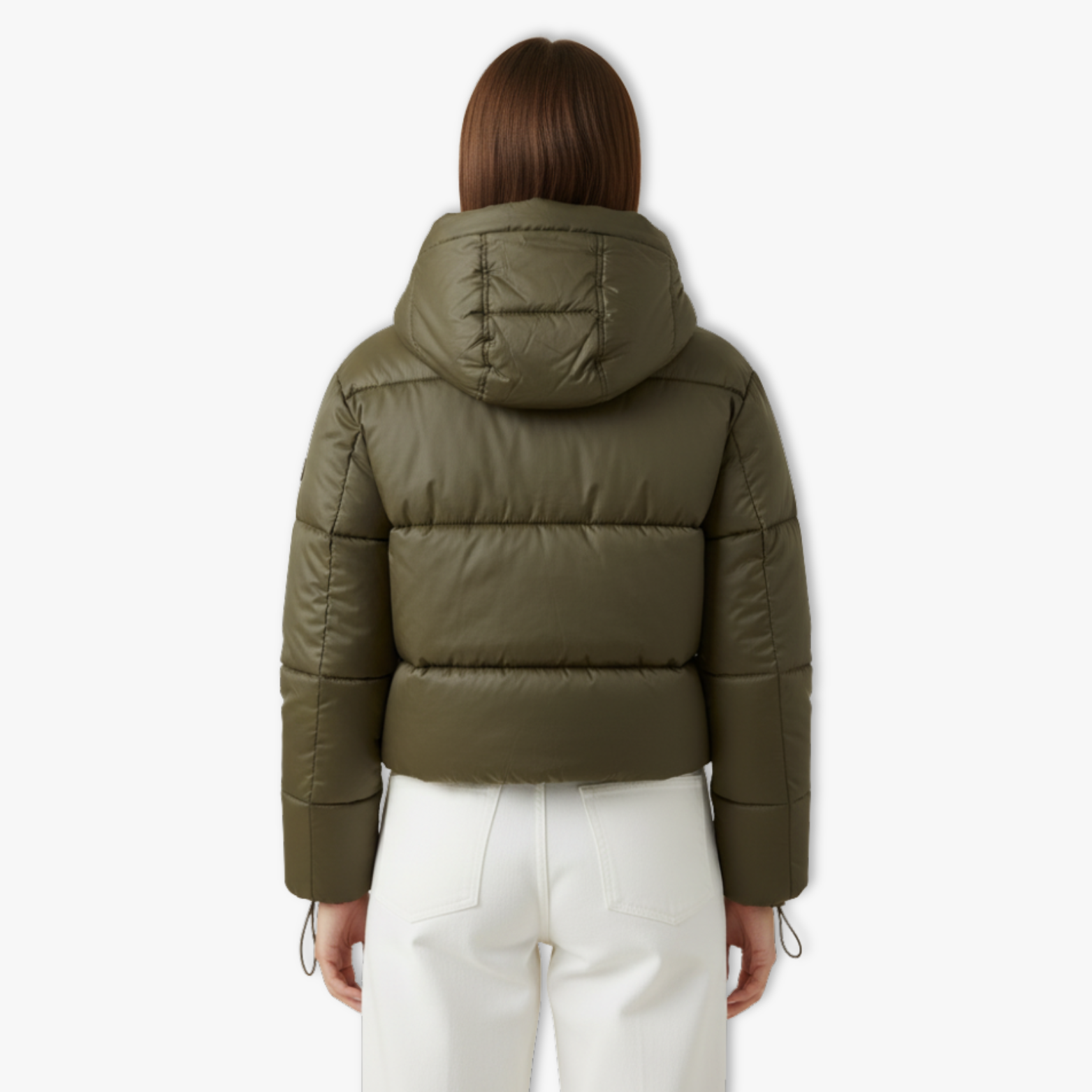 Quinley - Women's Cropped Hooded Puffer Jacket with Stand Collar