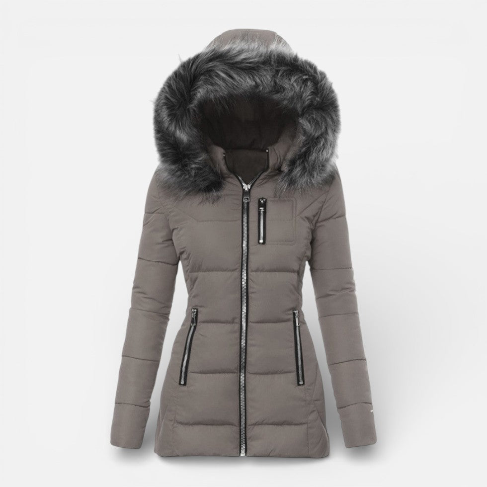 Quinley - Women's Puffer Jacket with Faux Fur-Lined Hood