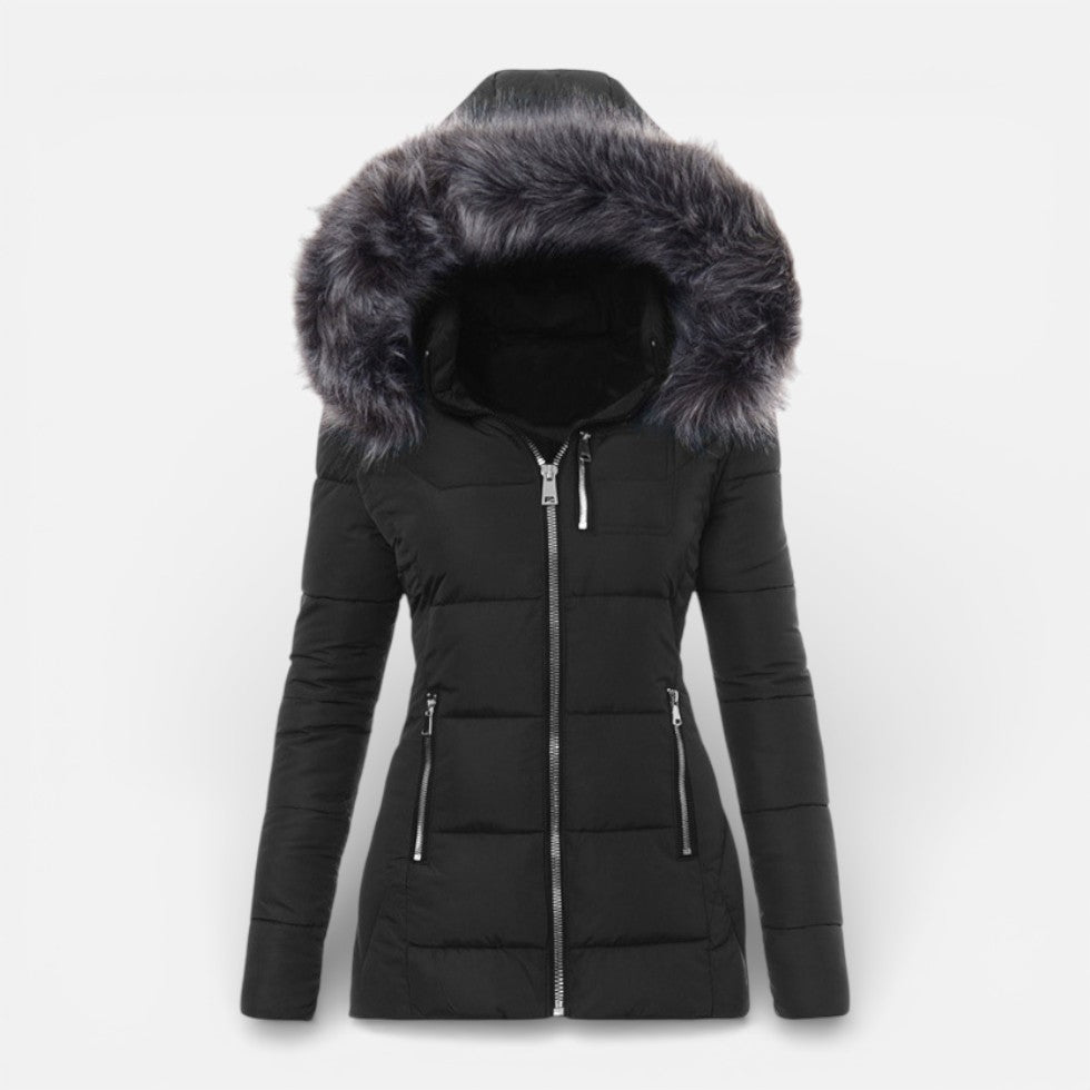 Quinley - Women's Puffer Jacket with Faux Fur-Lined Hood
