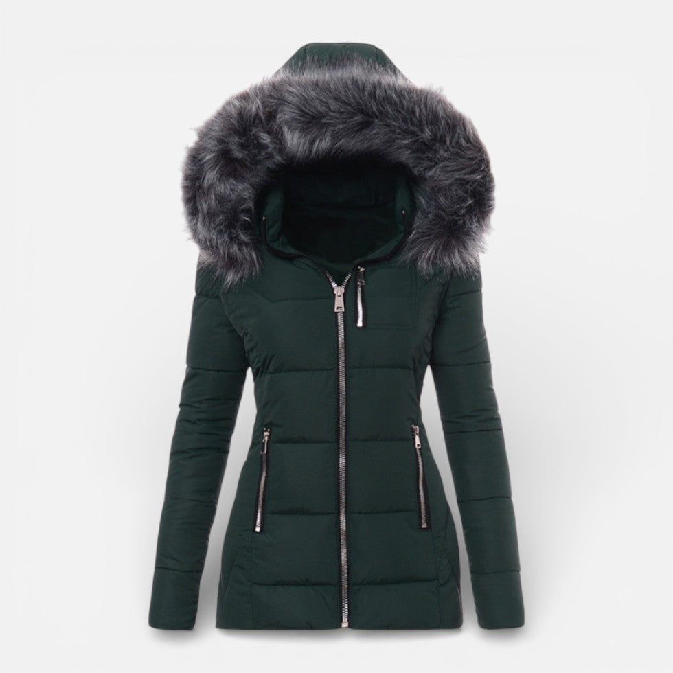 Quinley - Women's Puffer Jacket with Faux Fur-Lined Hood