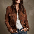 Quinn - Women's Faux Suede Multi-Pocket Utility Jacket 1